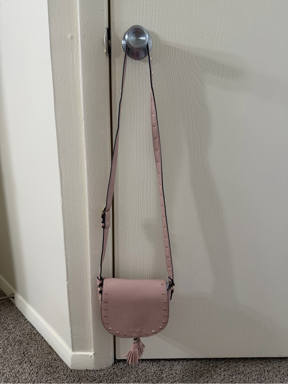 Victoria Secret Studded Dusty Pink Crossbody Bag with Tassel